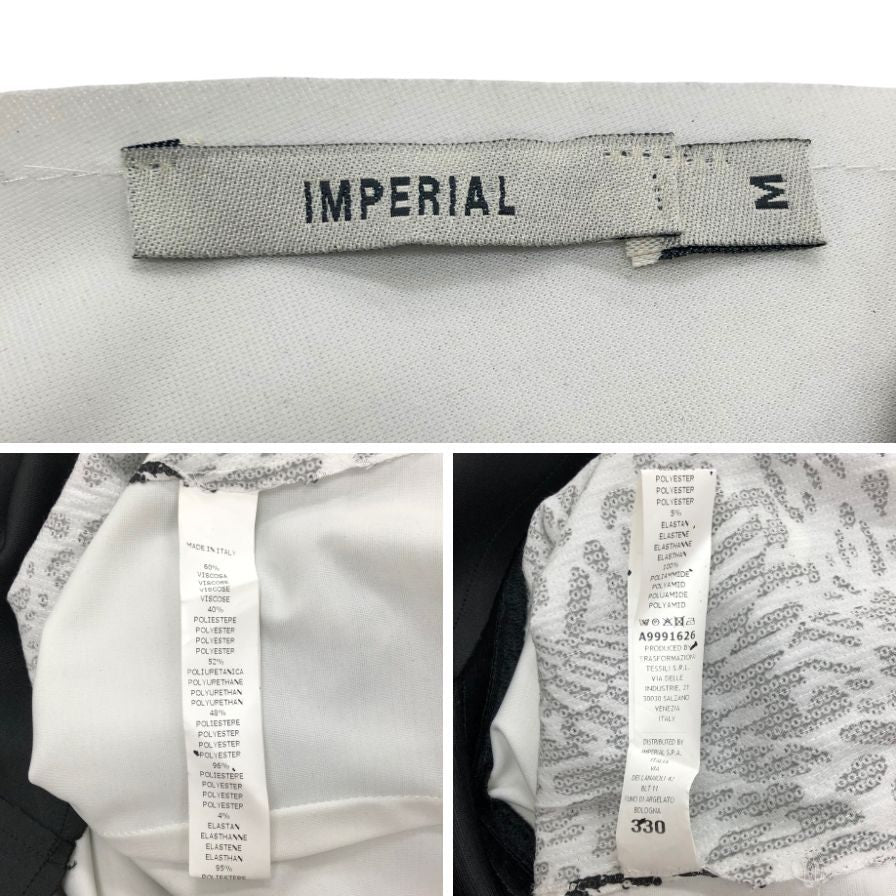 中古◆インペリアル ノースリーブ ワンピース バックスリット イタリア製 レディース サイズM ブラック ホワイト IMEPERIAL 【AFB22】