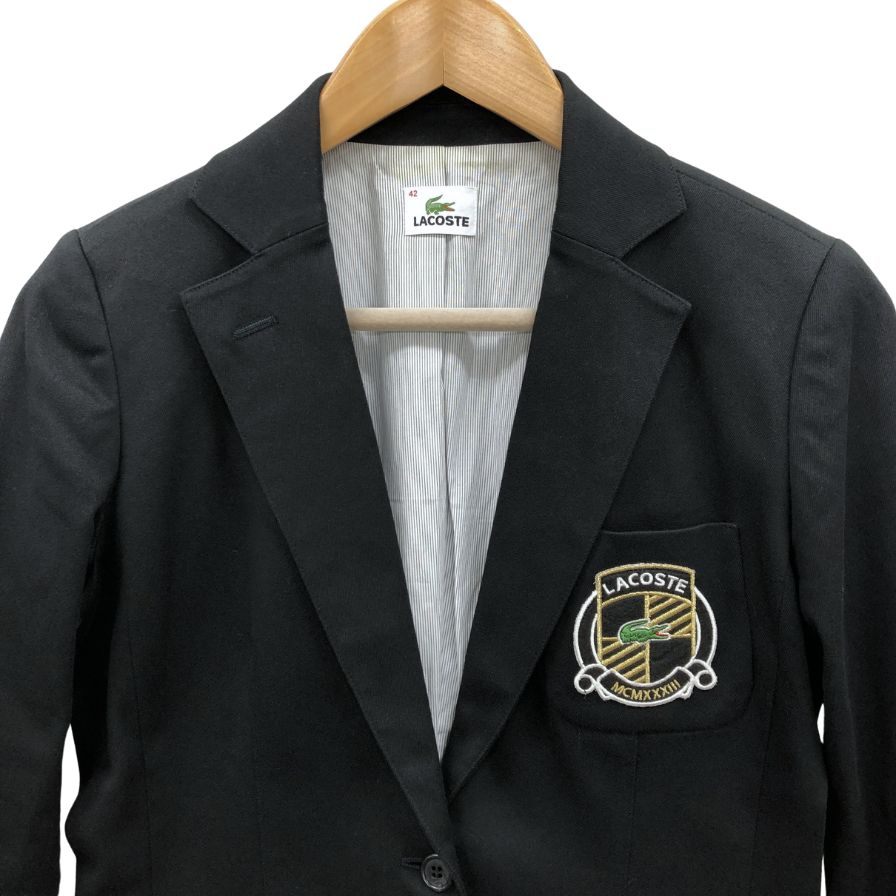 中古◆ラコステ ブレザー レディースサイズ42 ブラック LACOSTE 【AFB50】