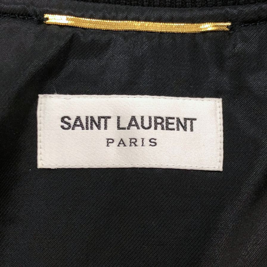 極美品◆サンローランパリ 19SS ビーズロゴ テディジャケット ブルゾン レディース サイズ40 ブラック SAINT LAURENT PARIS 【AFB46】