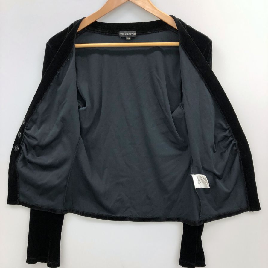 美品◆フォクシー ニューヨーク ベロア風カーディガン ブラック 40サイズ 19842-ARJAY50 FOXEY NEW YORK 【AFB8】