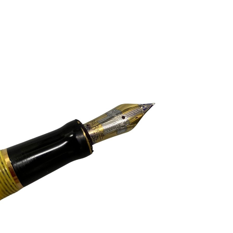 中古◆パーカー デュオフォールド 万年筆 マンダリン イエロー ペン先18K-750 PARKER DUOFOLD MANDARIN【AFI15】