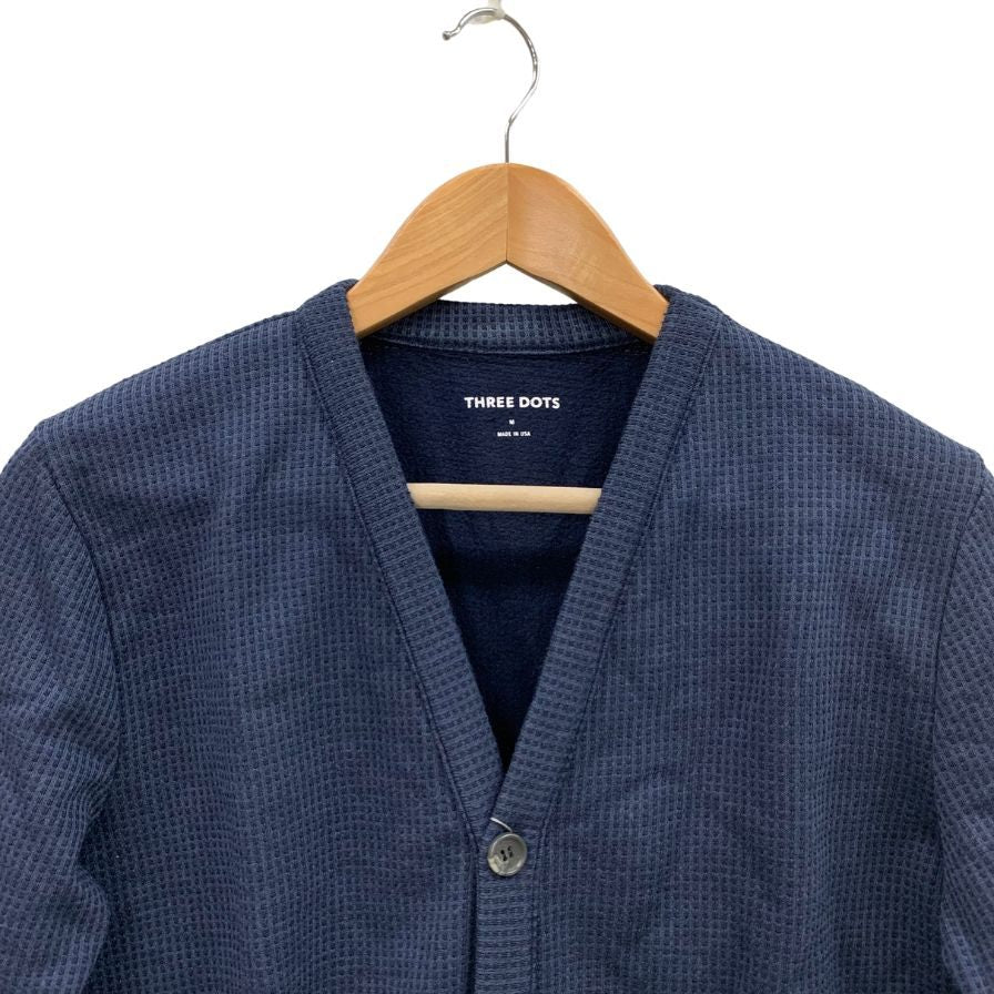 新品同様◆スリードッツ コットン カーディガン USA製 ネイビー サイズM THREE DOTS 【AFB14】