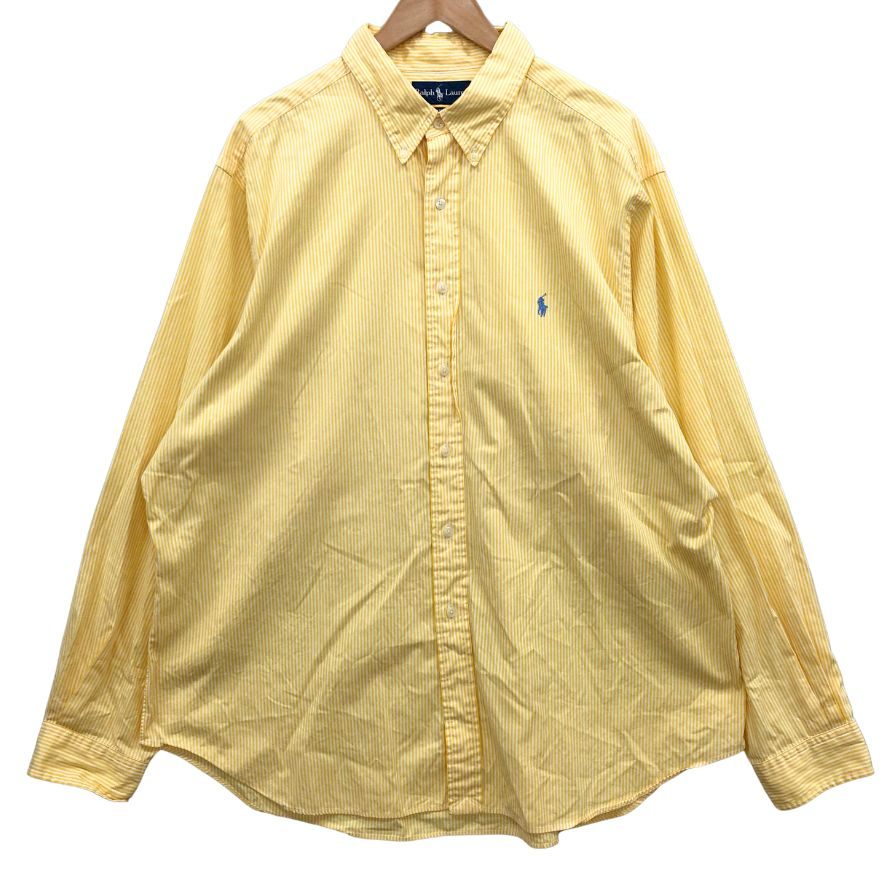 ラルフローレン 90S 長袖シャツ ストライプ イエロー系 サイズ18 Ralph Lauren【LA】