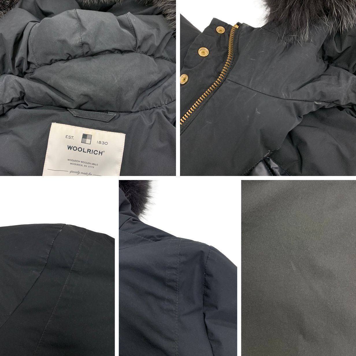 中古◆ウールリッチ イエナ別注 ダウンジャケット フォックスファー フード レディース サイズS ブラック WOOLRICH IENA 【AFA19】