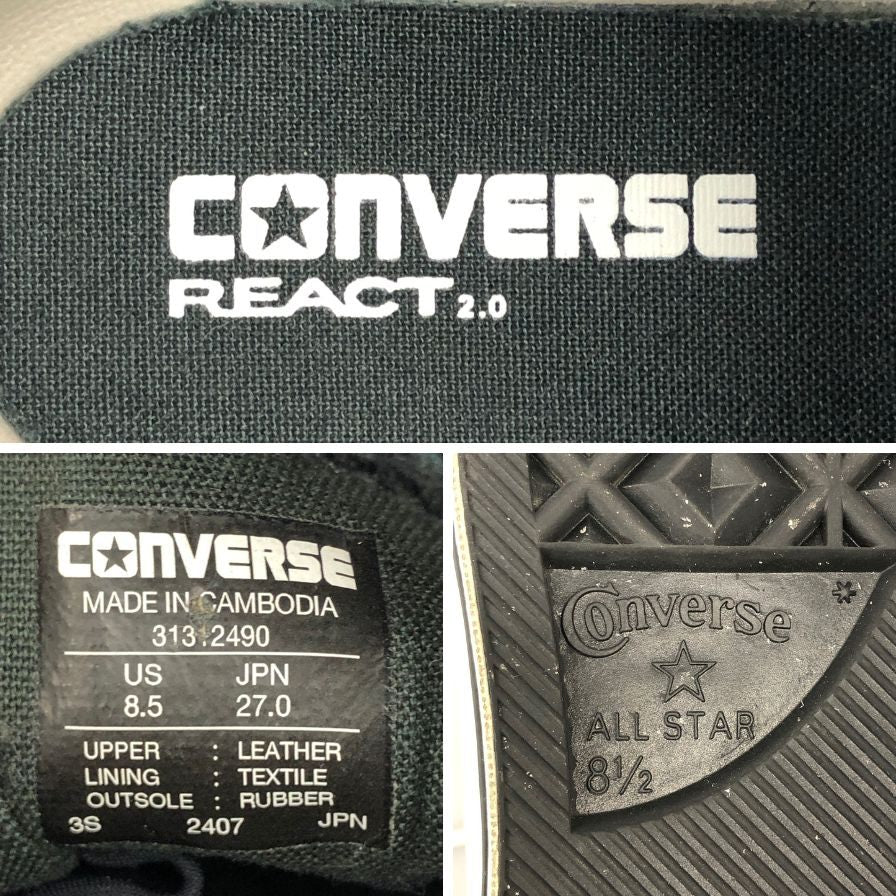 コンバース オールスター ローカットレザースニーカー ゴアテックス ブラック サイズ27㎝ メンズ CONVERSE REACT 約27.0cm【AFD15】