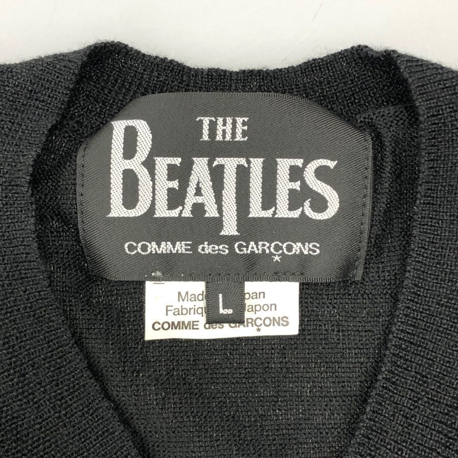 中古■コムデギャルソン ザ ビートルズ トップス ニット アップル刺繍 AD2015 ユニセックス サイズL ブラック COMME des GARCONS 【AFB38】