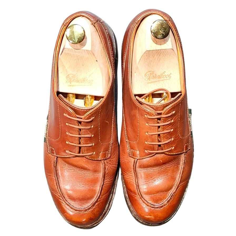 パラブーツ レザーシューズ デカタグ シャンボード 1994年製 Uチップ カーフ ブラウン メンズ サイズ6 Paraboot CHAMBORD ビジネスシューズ 約25.0cm【LA】【中古】