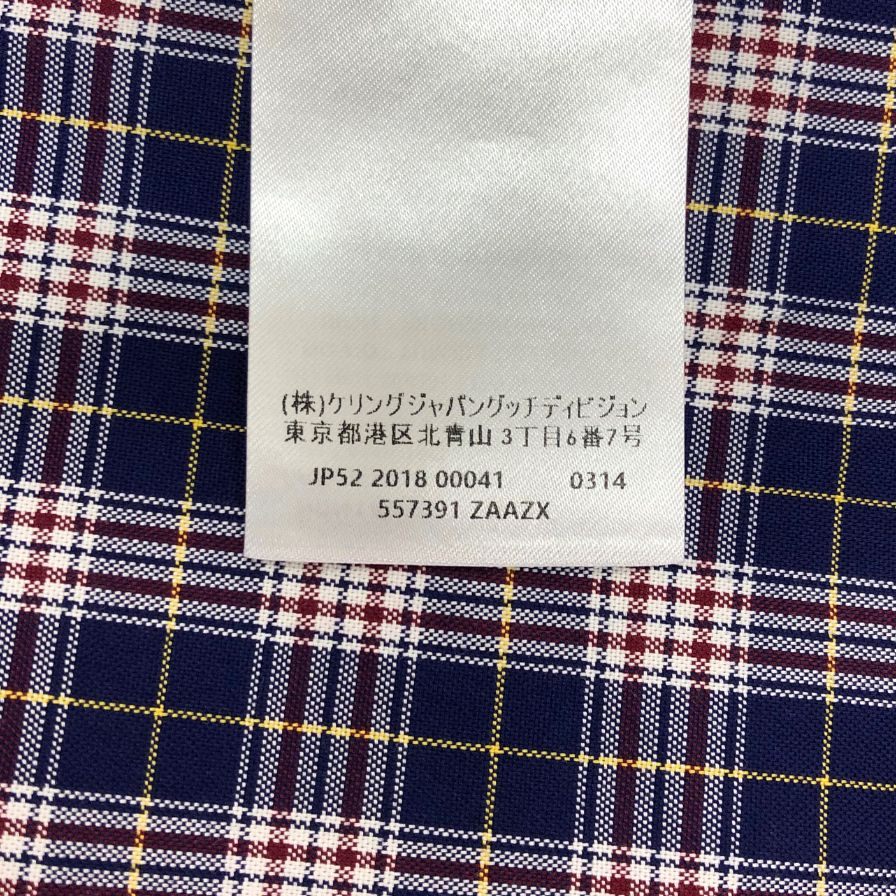 美品◆グッチ 18SS 半袖シャツ チェック メンズ サイズ48 ネイビー 557391 GUCCI 【AFB50】