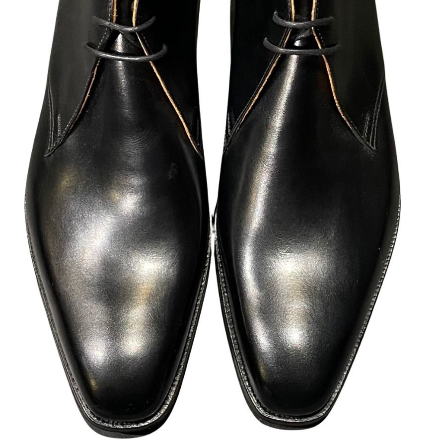 クロケット&ジョーンズ トレーディングポスト別注 レザーブーツ チャッカ テットベリー ブラック サイズUK7E CROCKETT&JONES TETBURY ビジネスシューズ 約26.0cm【LA】【中古】