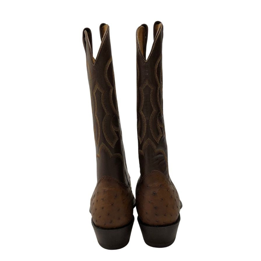 ノコナ ブーツ ウエスタンブーツ オーストリッチ レザーコンビ メンズ サイズ8D ブラウン系 NOCONA BOOTS 約27.0cm【AFC29】