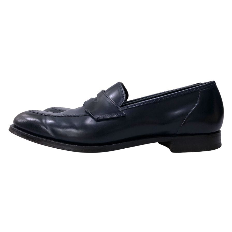 クロケット&ジョーンズ ローファー ロムジー コードバン ネイビー メンズ 9E 375ラスト CROCKETT & JONES ROMSEY ローファー 約27.5cm【LA】【中古】