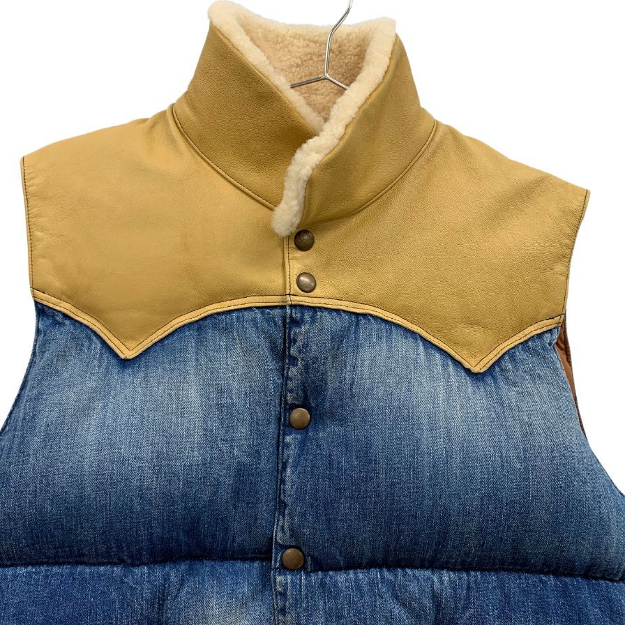 極美品◆ロッキーマウンテン ダウンベスト 290-192-07 デニム ビームス別注 メンズ サイズ42 インディゴ ROCKY MOUNTAIN BEAMS 【AFB20】