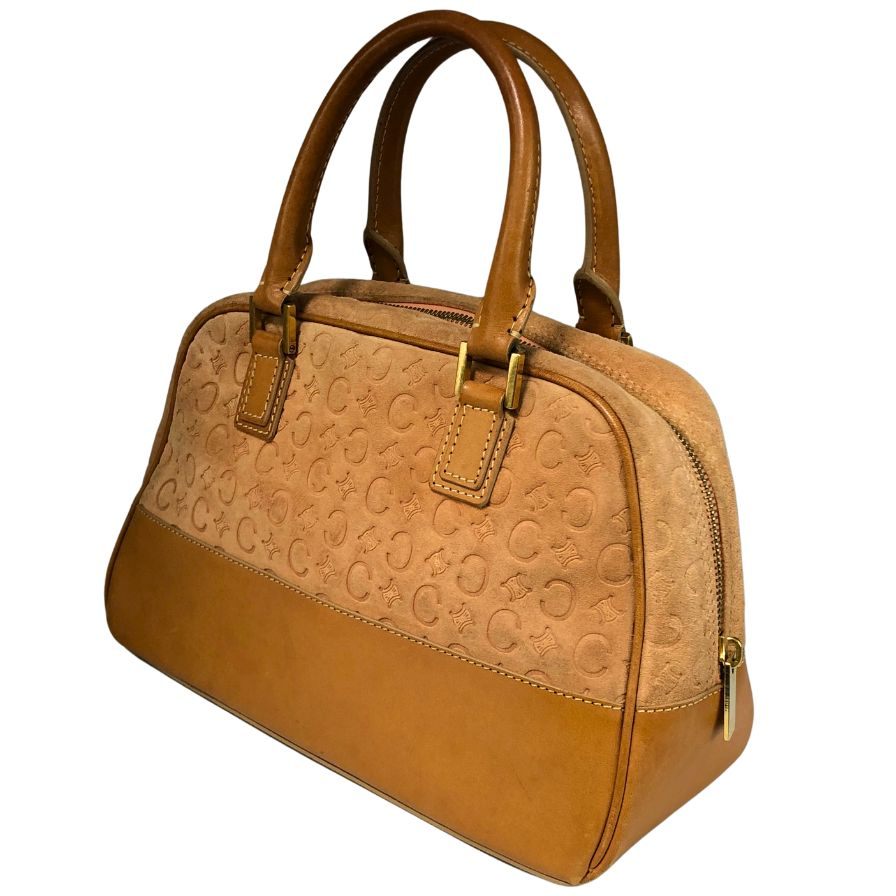 セリーヌ ハンドバッグ マカダム スエード×レザー レディース ピンクベージュ CELINE【AFE9】