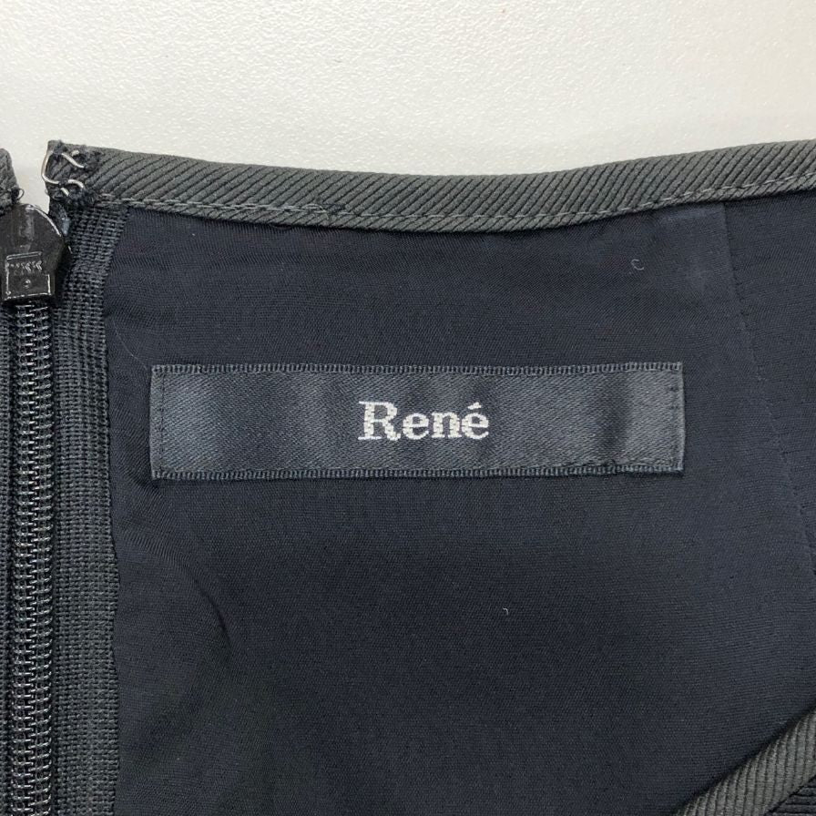 美品◆ルネ ワンピース ノースリーブ ポリエステル リボン デザイン ブラック レディース サイズ38 Rene 【AFB35】