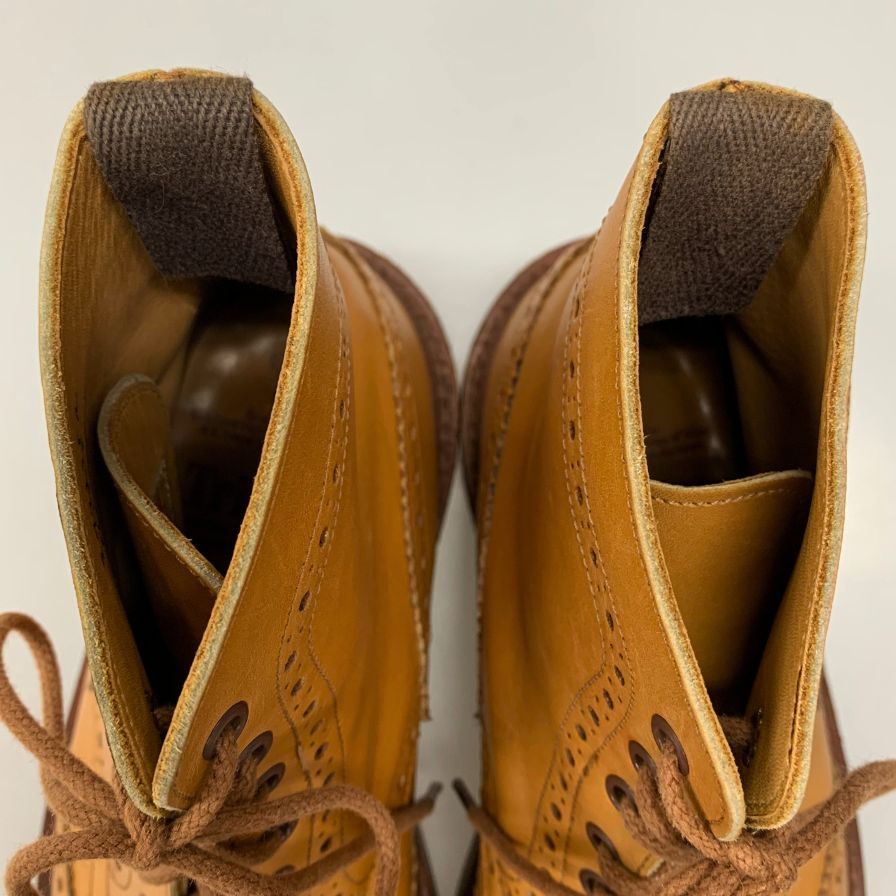 トリッカーズ カントリーブーツ M2508 モールトン カーフ メンズ サイズ7ハーフ ベージュ Tricker`s ブーツ 約26.5cm【LA】【中古】