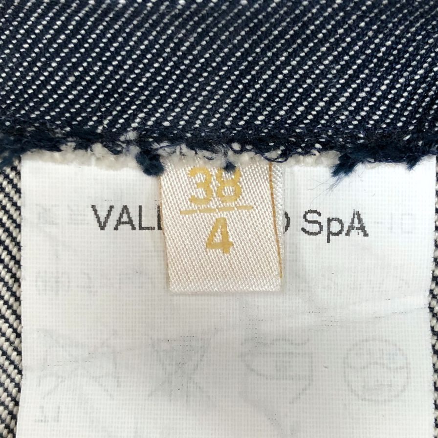 ヴァレンティノ スカート シルク コットン デニム 台形 ブルー系 レディース サイズ38 VALENTINO【AFB10】