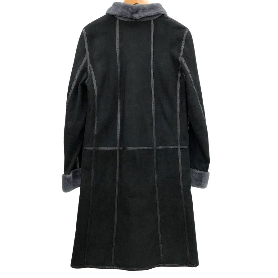 美品◆ヴィトナッチ ロングコート シェアード ミンク ファー ヌバックレザー ネイビー系 レディース VITO NACCI 【AFB52】
