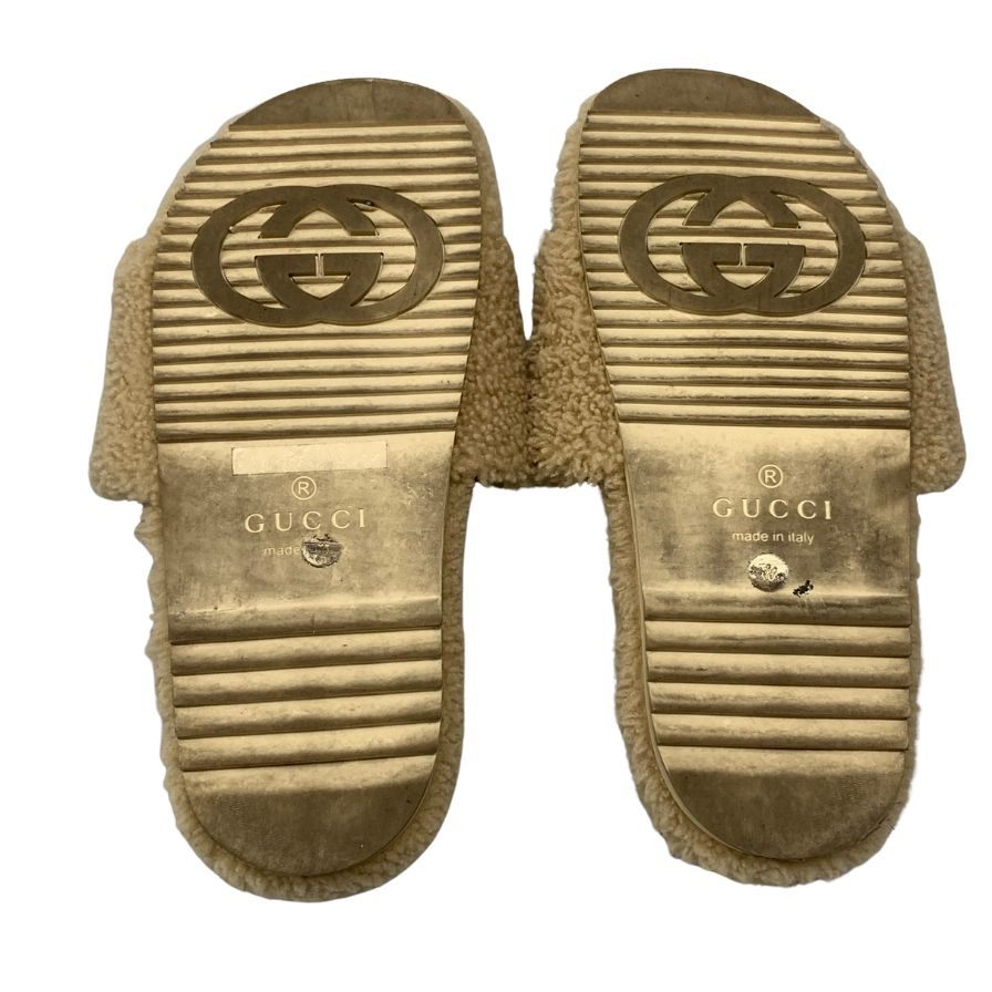 美品◆グッチ × ザ ノースフェイス サンダル ボア 679948 レディース サイズ38 GUCCI × THE NORTH FACE【AFD7】