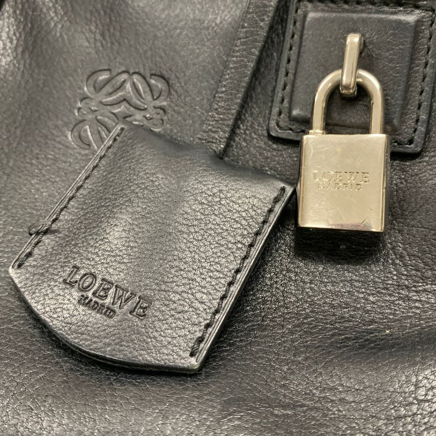 ロエベ ハンドバッグ アマソナ28 アナグラム レザー 南京錠 レディース ブラック LOEWE【AFE2】