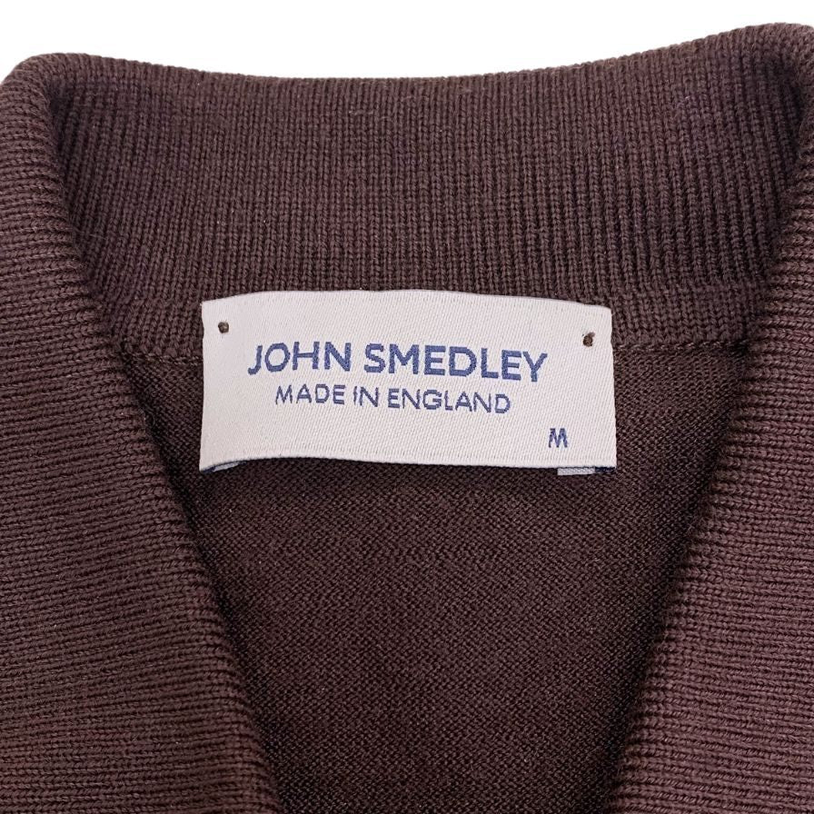 ジョンスメドレー 長袖ニットポロシャツ メリノウール サイズM メンズ バーガンディ― JOHN SMEDLEY【LA】