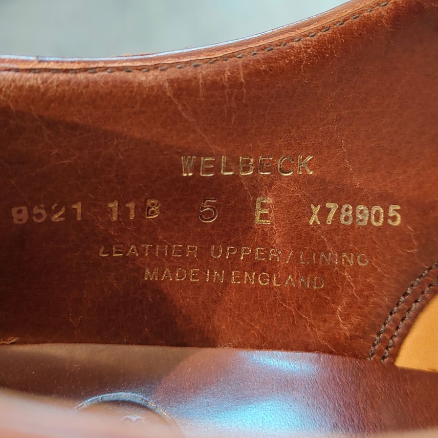 クロケット&ジョーンズ レザーシューズ セミブローグ ウェルベック ダイナイトソール ブラウン メンズ サイズ5E Crockett&Jones WELBECK ビジネスシューズ 約24.5cm【LA】【中古】