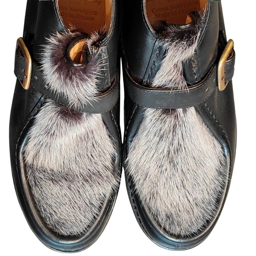 パラブーツ レザーシューズ モンクストラップ ブーツ ミリーブリッド ミンク ブラック メンズ サイズ41 PARABOOT MILLY BRIDE ブーツ 約25.5cm【LA】【中古】