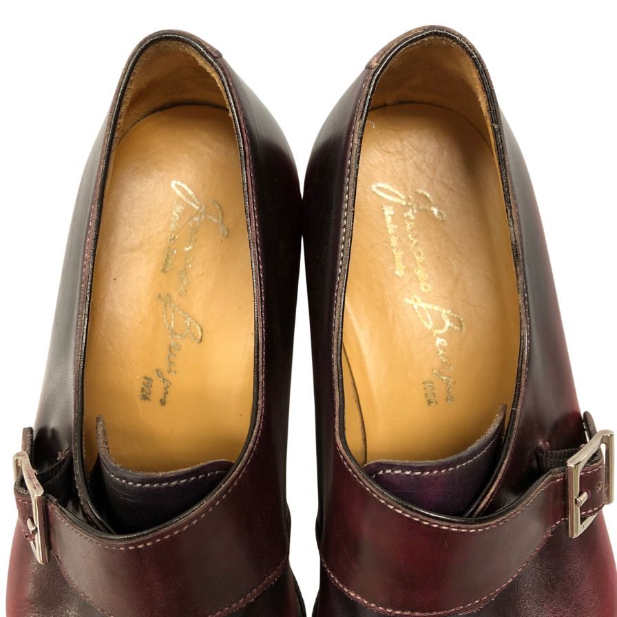 フランチェスコ ベニーニョ レザーシューズ 3467 シングルモンク サイズ6 レッド メンズ Francesco Benigno 約24.5cm【AFC32】