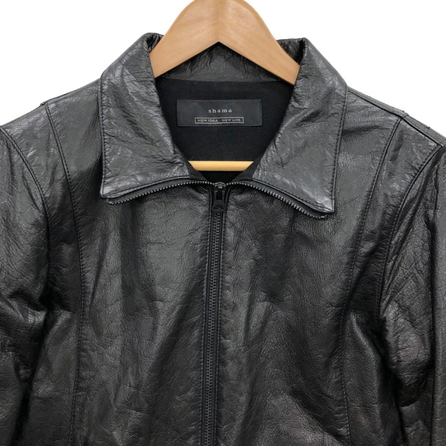 極美品◆シャマ レザージャケット 牛革 ブラック サイズ38 shama 【AFB7】