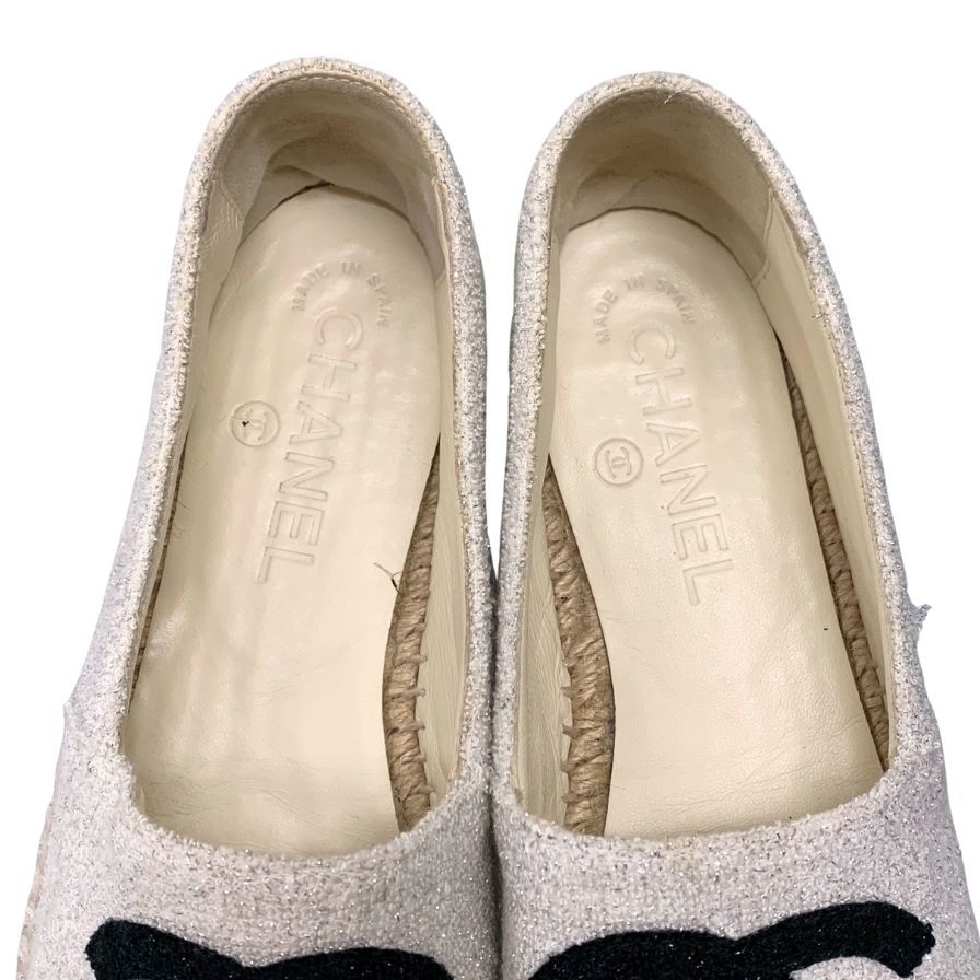 シャネル フラットシューズ エスパドリーユ G29762 サイズ37 バイカラ― レディース CHANEL 約24.0cm【AFC7】