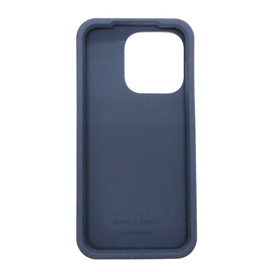 ボッテガヴェネタ iPhoneケース iPhone15Pro ラバー イントレチャート ネイビー系 BOTTEGA VENETA【AFI27】【中古】