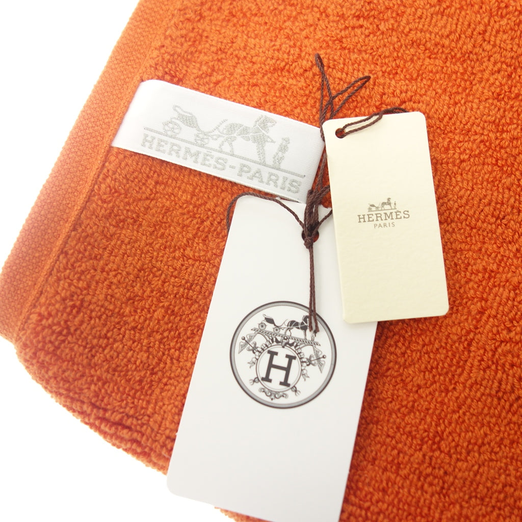 新品同様◆エルメス ハンドタオル ステアーズ コットン100% オレンジ系 HERMES【AFI22】