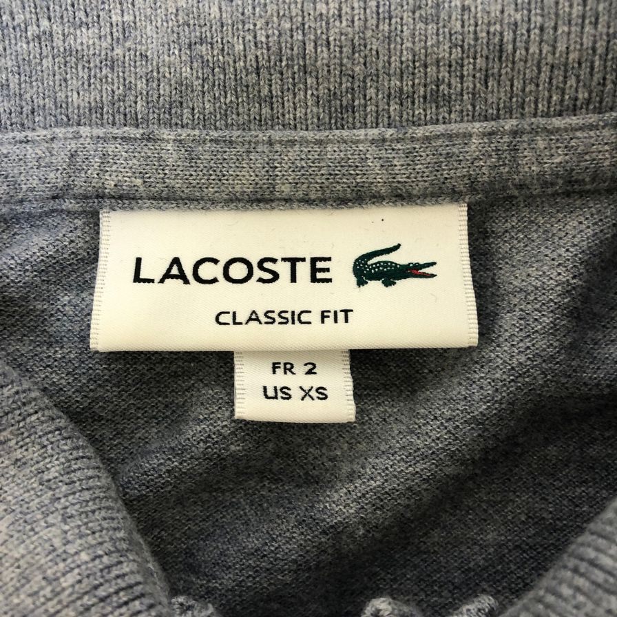 美品◆ラコステ ポロシャツ ロングスリーブ メンズ グレー系 サイズ2 CLASSIC FIT LACOSTE 【AFB9】