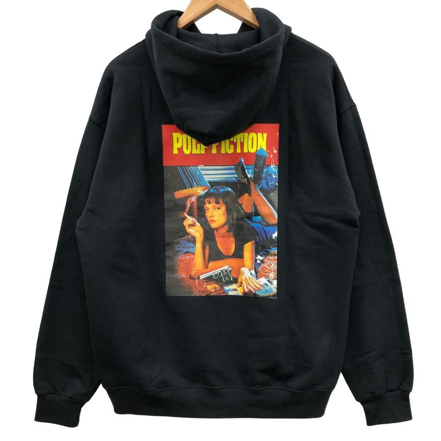 極美品◆ワコマリア×パルプフィクション パーカー プルオーバー コットン ブラック サイズL メンズ WACKO MARIA × PULP FICTION 【AFB19】
