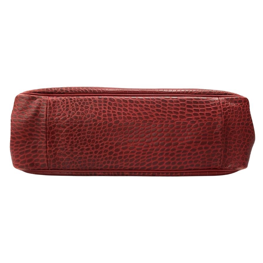 ロンシャン トートバッグ ロゾ クロコ型押し カーフ レッド LONGCHAMP【AFE10】