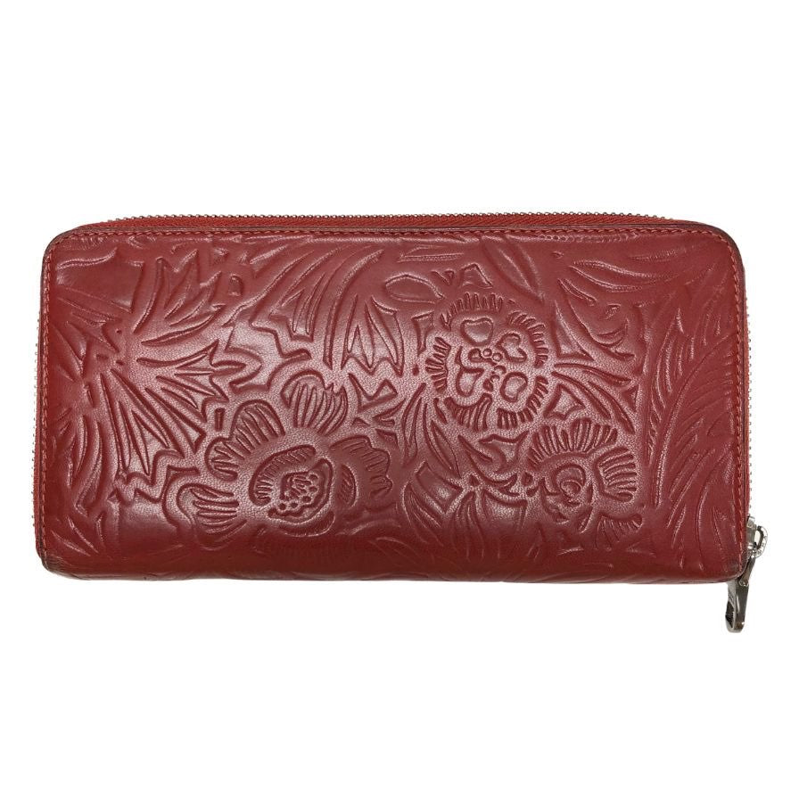 ロエベ 長財布 アナグラム ラウンドジップ エンボス レッド LOEWE【AFI18】