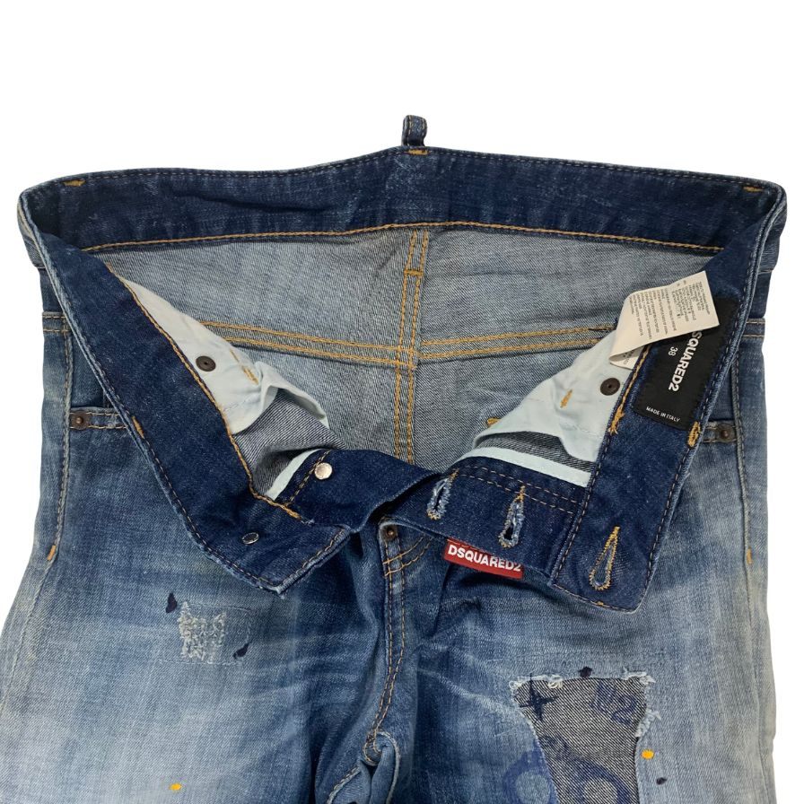 ディースクエアード デニムパンツ cool girl cropped jean エイジング加工 ペイント加工 コットン ポリウレタン サイズ38 レディース ブルー DSQUARED2 【AFB17】