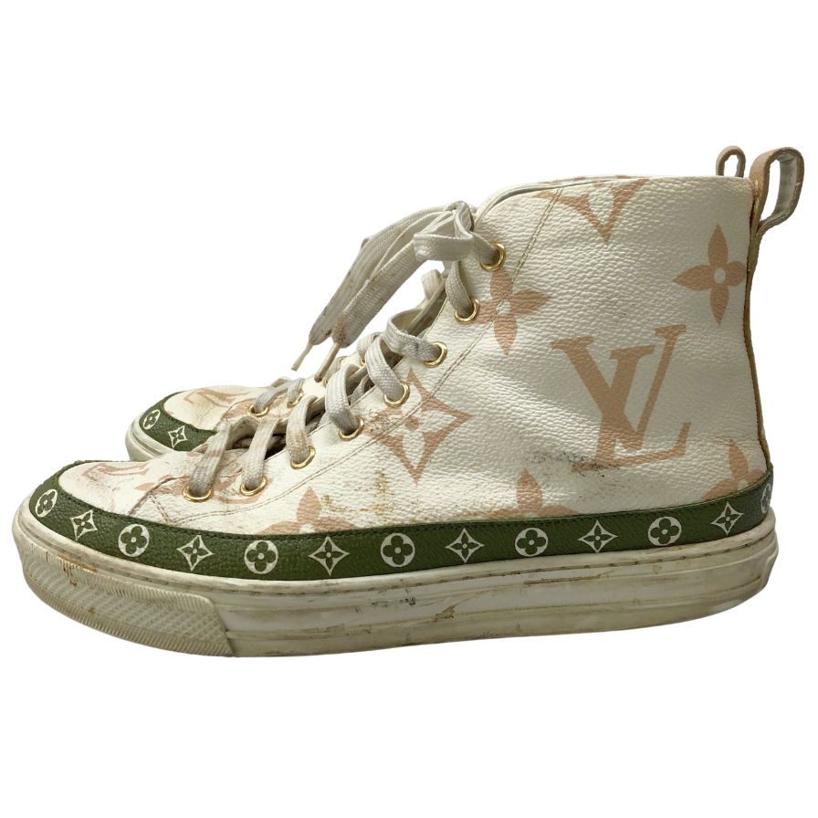 ルイヴィトン スニーカー 1A58C ハイカット ビッグモノグラム サイドジップ ホワイト サイズ36.5 レディース LOUIS VUITTON 約23.0cm【AFC41】