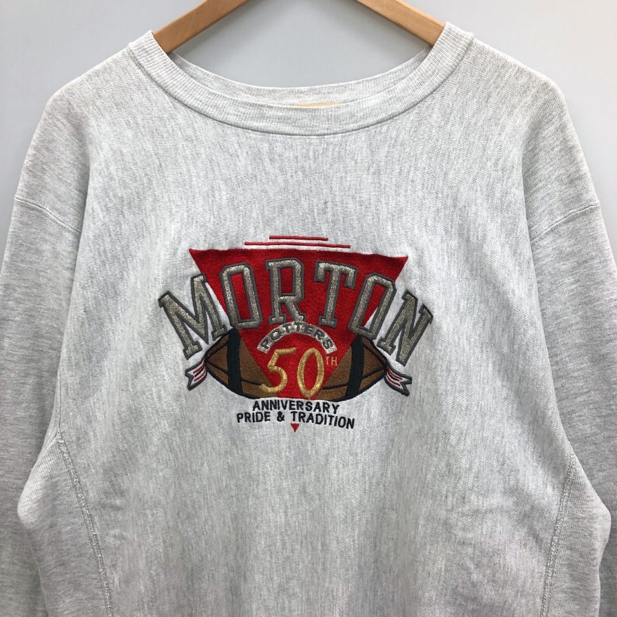 美品◆チャンピオン リバースウィーブ スウェット MORTON 50周年アニバーサリー メンズ サイズXL グレー champion REVERSE WEAVE 【AFB32】