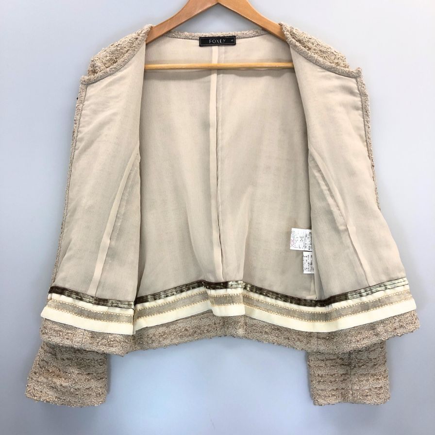 極美品◆フォクシー ツイードジャケット レディース ピンク系 サイズ40 27658 FOXEY 【AFB19】