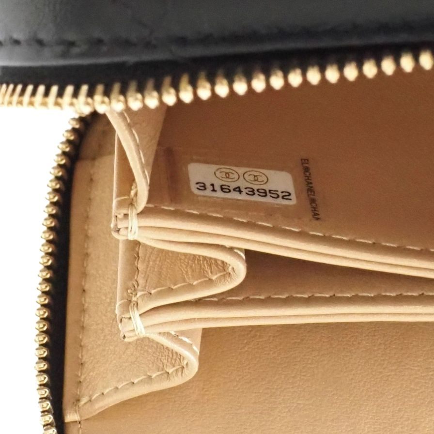 極美品◆シャネル チェーンショルダーケースバッグ マトラッセ アラウンドジップ レディース ゴールド×ブラック CHANEL【同梱不可】【AFI3】