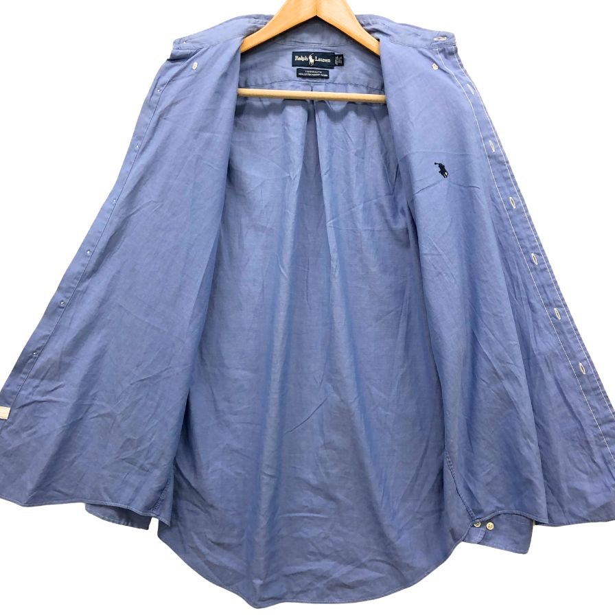 美品◆ラルフローレン 90S ボタンダウンシャツ ブルー メンズ サイズ15.5 RALPH LAUREN 【AFB42】