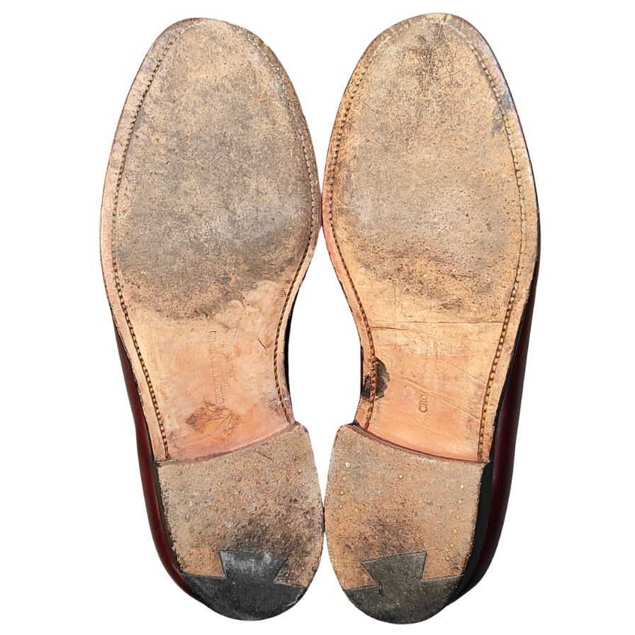 クロケット&ジョーンズ レザーシューズ ボストン バーガンディ サイズUK6E Crockett&Jones ローファー 約24.5cm【LA】【中古】