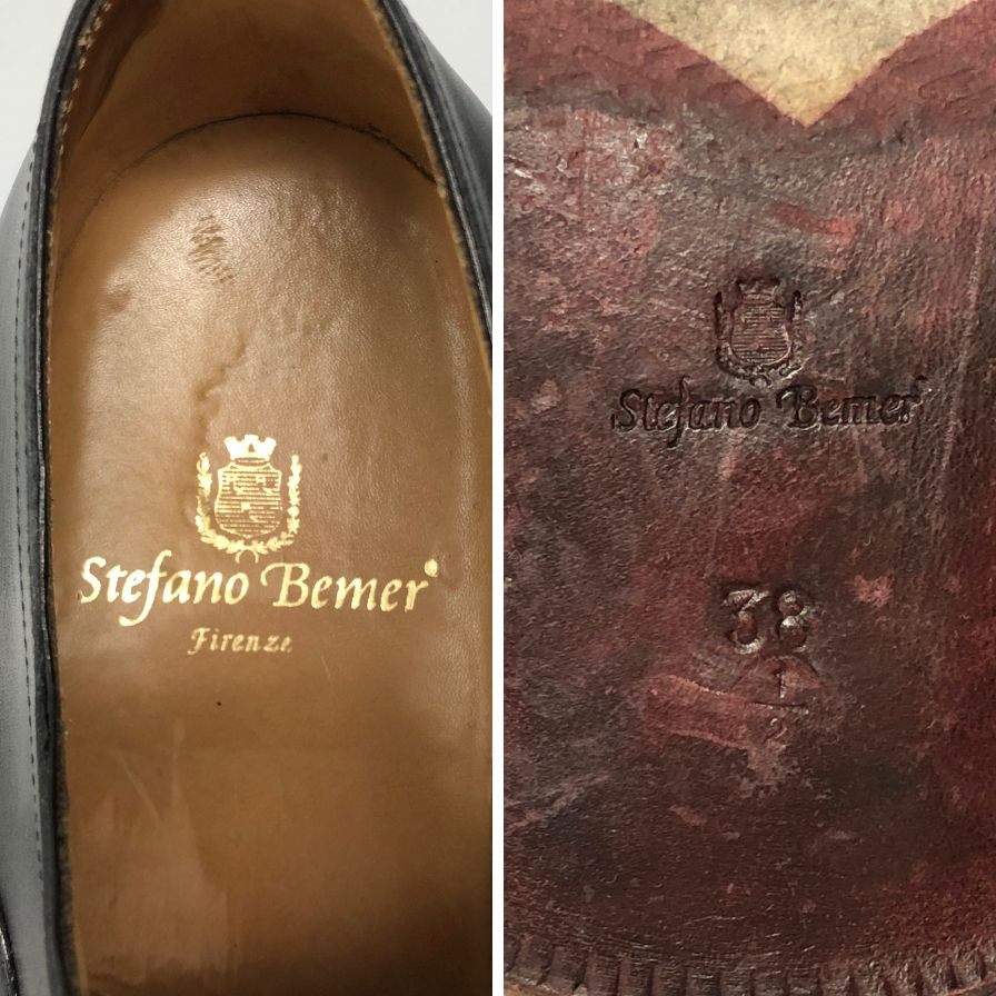 ステファノベーメル レザーシューズ 6360 ストレートチップ ブラック メンズ サイズ38.5 Stefano Bemer 約23.5cm【AFD1】