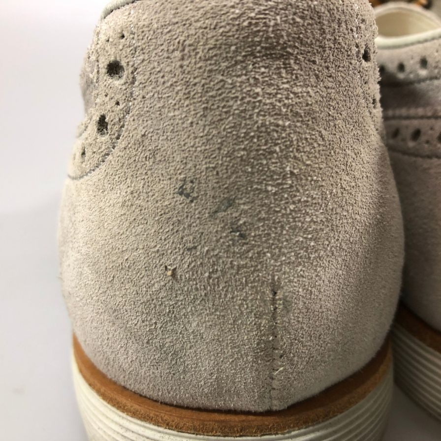 サントーニ スエード スニーカー ウィングチップ ローカット ライトグレー メンズ サイズ7.5 Santoni 約26.5cm【AFC47】