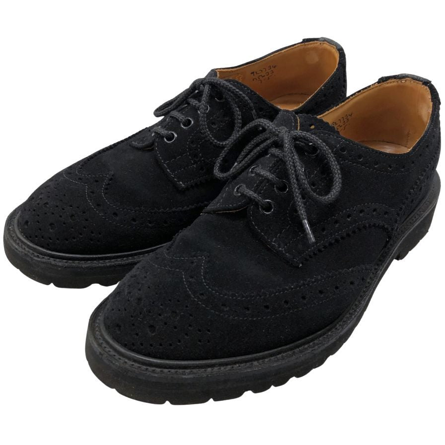トリッカーズ レザーシューズ 5633 バートン スエード サイズUK7 ブラック Tricker`s ビジネスシューズ 約25.5cm【LA】【中古】