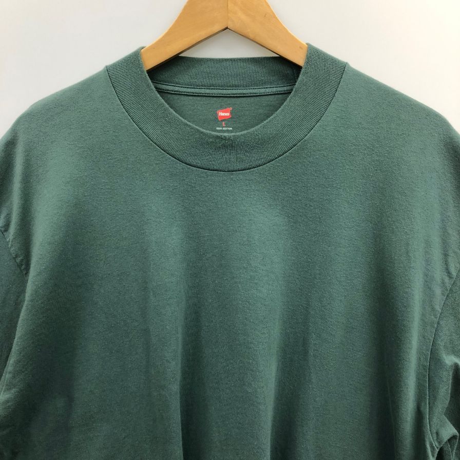 美品◆ビオトープ ヘインズ Tシャツ パックT モックネック ブラック グリーン サイズL 2枚セット メンズ HANES FOR BIOTOP 【AFB14】