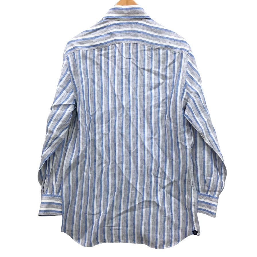 美品◆ラルディーニ 長袖シャツ ストライプ リネン サイズ39 メンズ LARDINI 【AFB17】