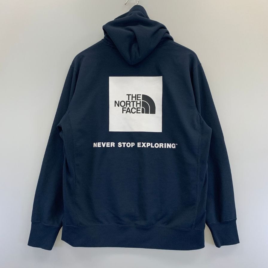 中古◆ザ ノースフェイス パーカー バック スクエア ロゴ フーディー NT12034 裏パイル ネイビー メンズ サイズL THE NORTH FACE 【AFB15】