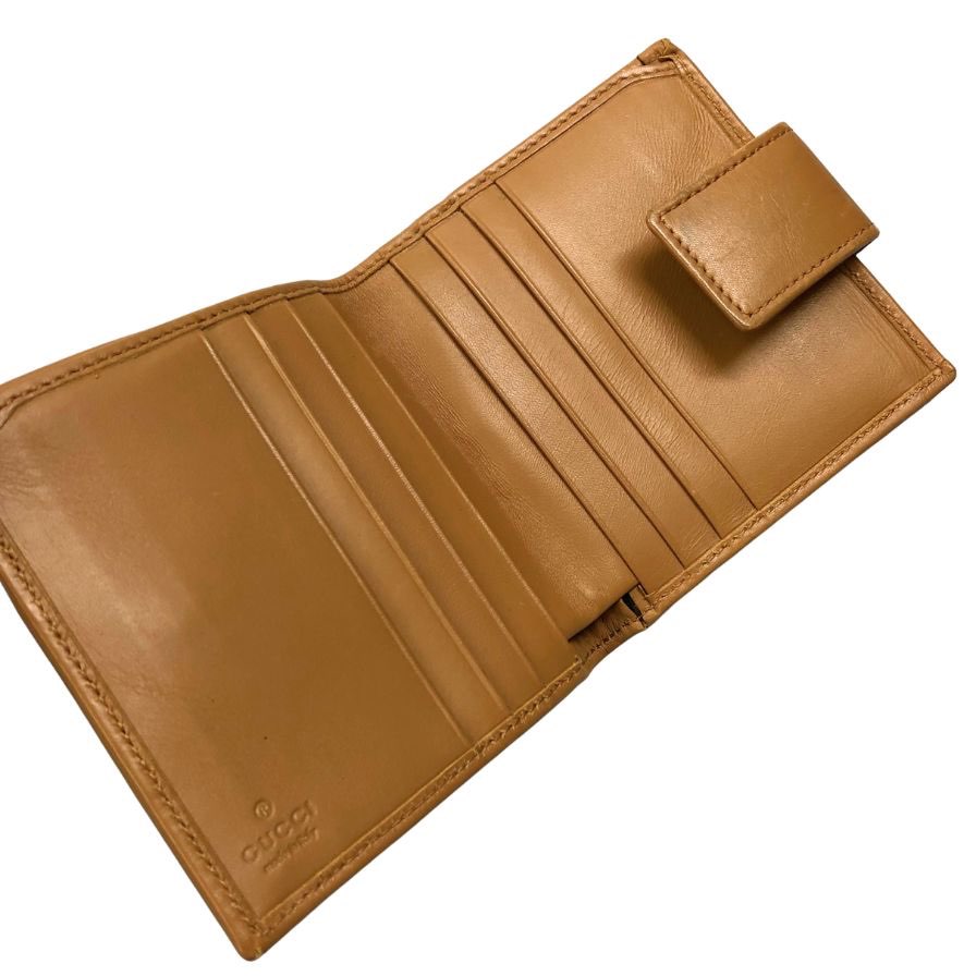 グッチ 二つ折り財布 Wホック レディース ベージュ キャンバス×レザー 035 02126 2718 5 GUCCI【AFI15】