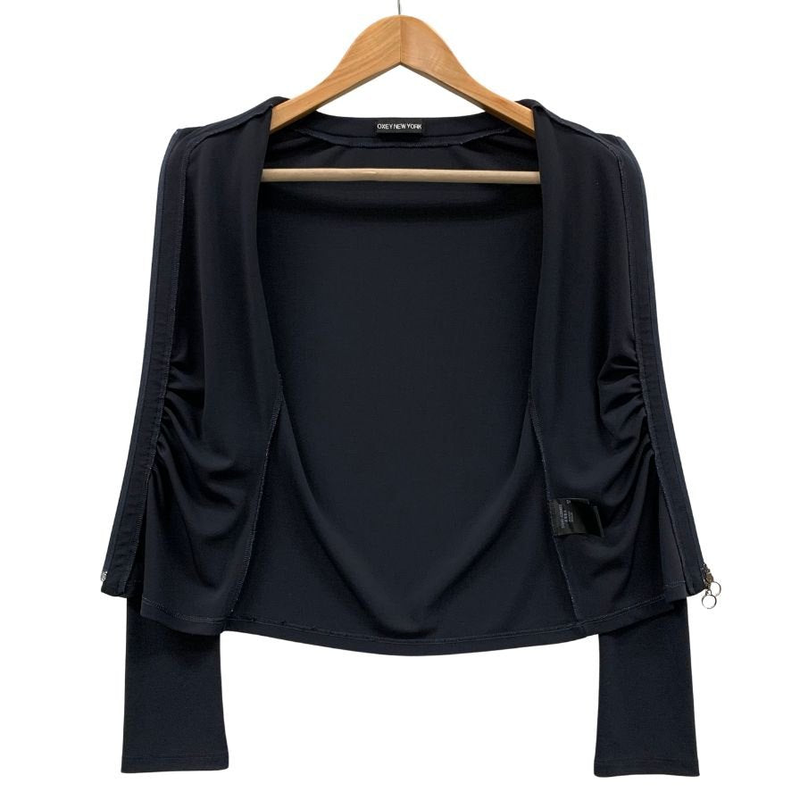極美品◆フォクシー ニューヨーク ジップアップカーディガン サイズ38 紺 レディース 20948-ACRAN68 FOXEY NEW YORK 【AFB11】